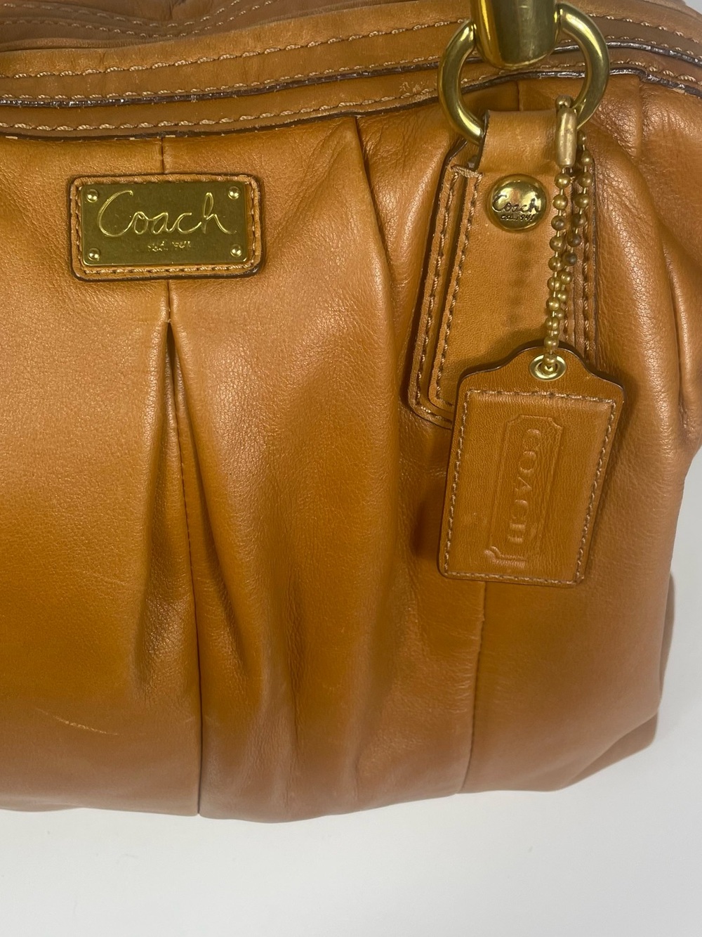 Authentic Coach Kristin Brown Pleated Leather Satchel - Picture 9 of 14